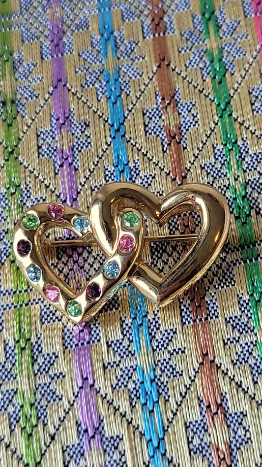 D'Orlan 22ct Gold Plated Sparkly Heart Brooch