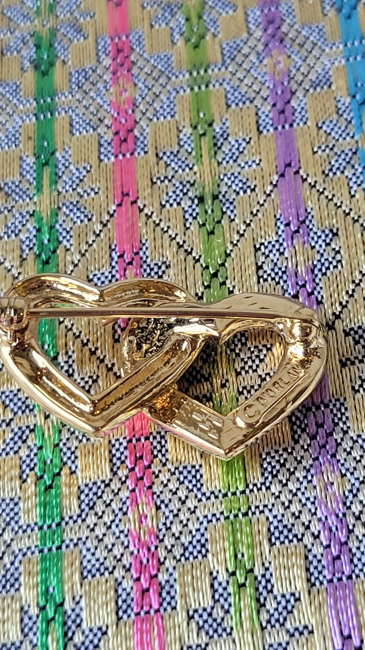 D'Orlan 22ct Gold Plated Sparkly Heart Brooch