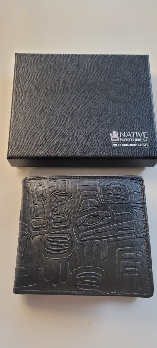 Eagle Crest Black Vegan Leather Embossed Wallet by Ben Houstie, Bella Bella