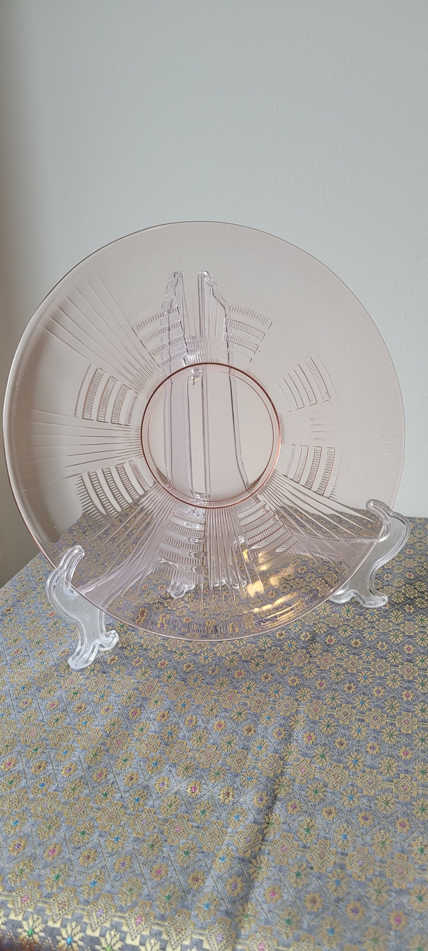 Rare Swedish Art Deco Pink Glass Plate