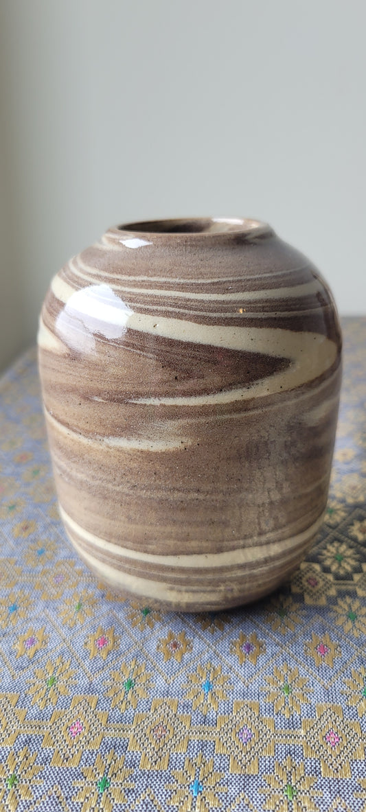 Studio Pottery Cylindrical Earth Toned Vase