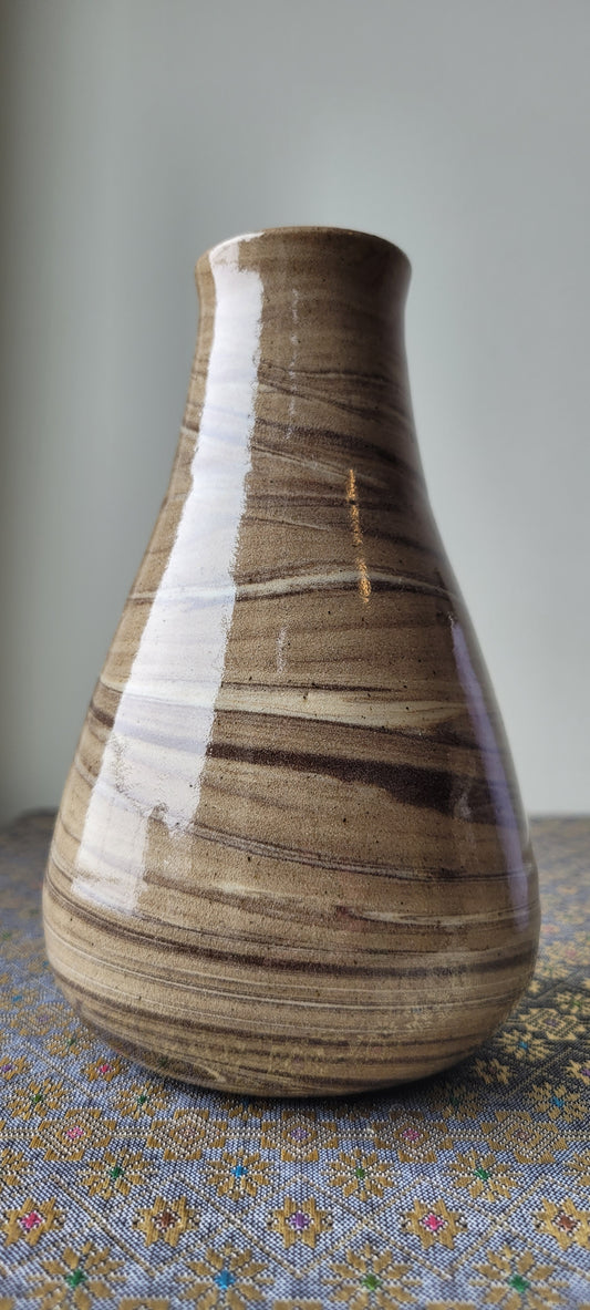 Studio Pottery Swirled Earth Toned Vase