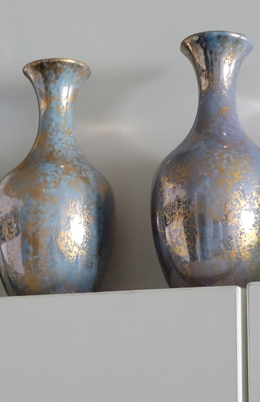 Rare Art Deco Czecho-slovakia Signed Vases Set of 2