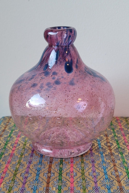 Touverre Québec Blown Glass Pink and Blue Art Glass Vase by Giuseppe Benedetto