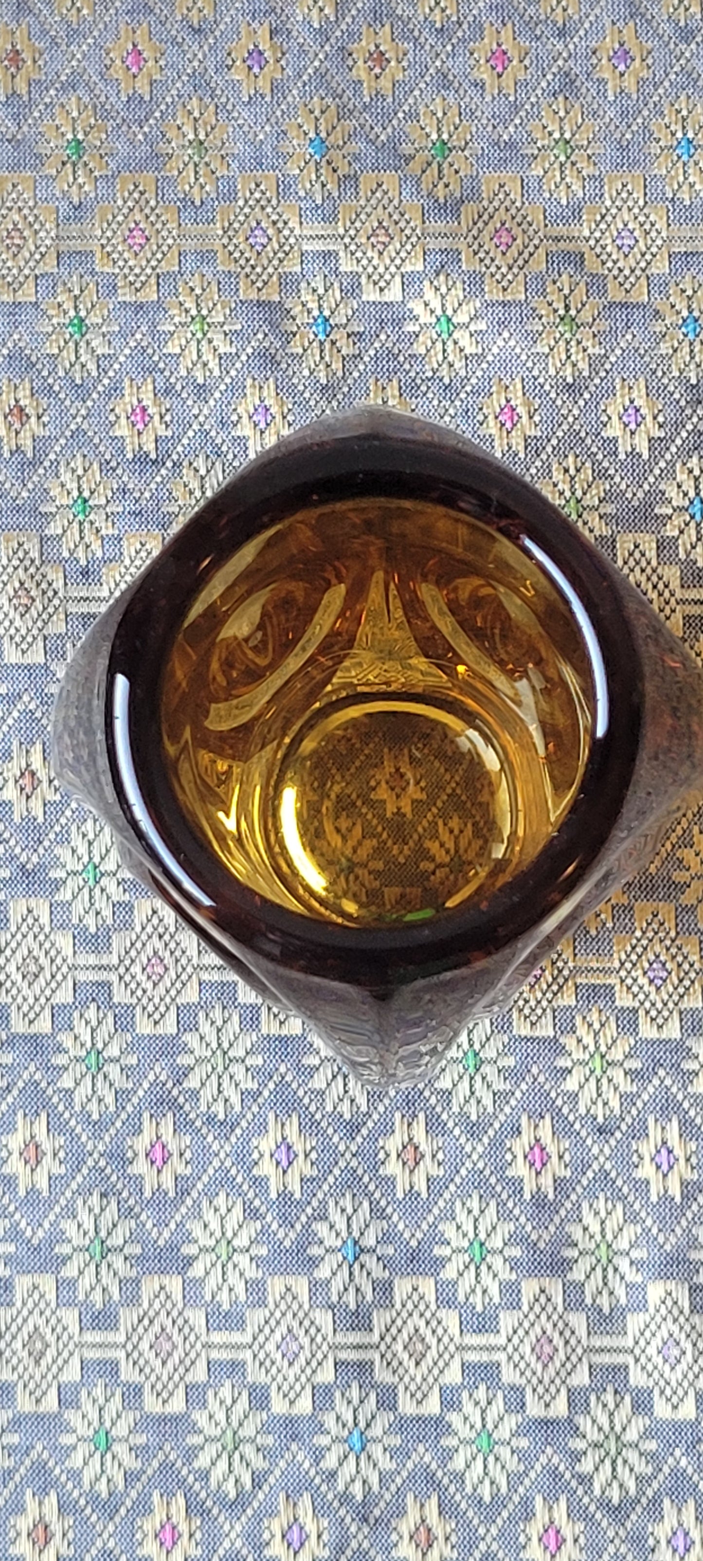 50s Czechoslovakian Art Glass Amber 6" Bullet Vase by Rudolf Schrötter for Sklo Union