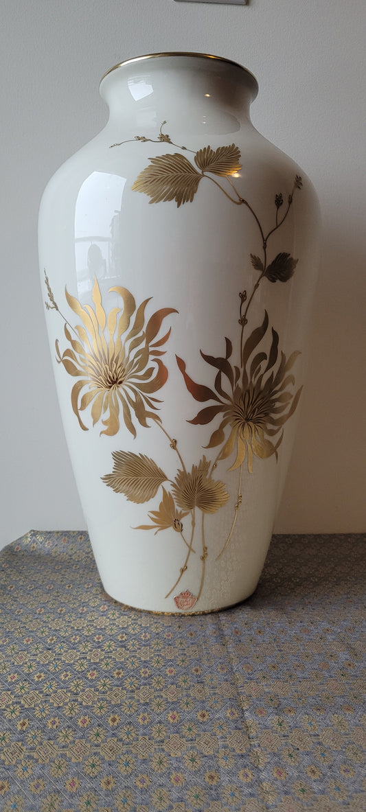 XL 60s Alka Kunst Alboth & Kaiser Bavaria Gold Sunflowers 18" Floor Vase