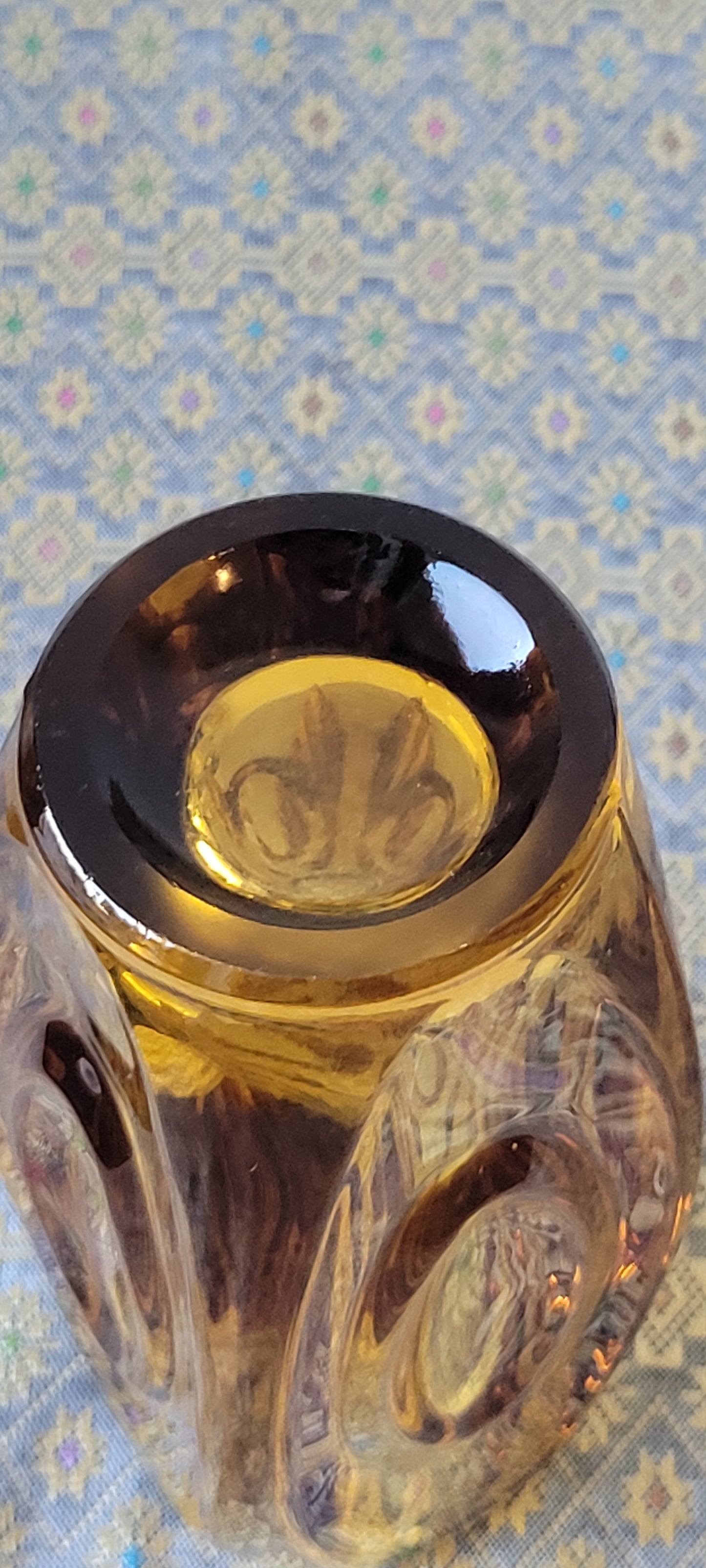 50s Czechoslovakian Art Glass Amber 6" Bullet Vase by Rudolf Schrötter for Sklo Union