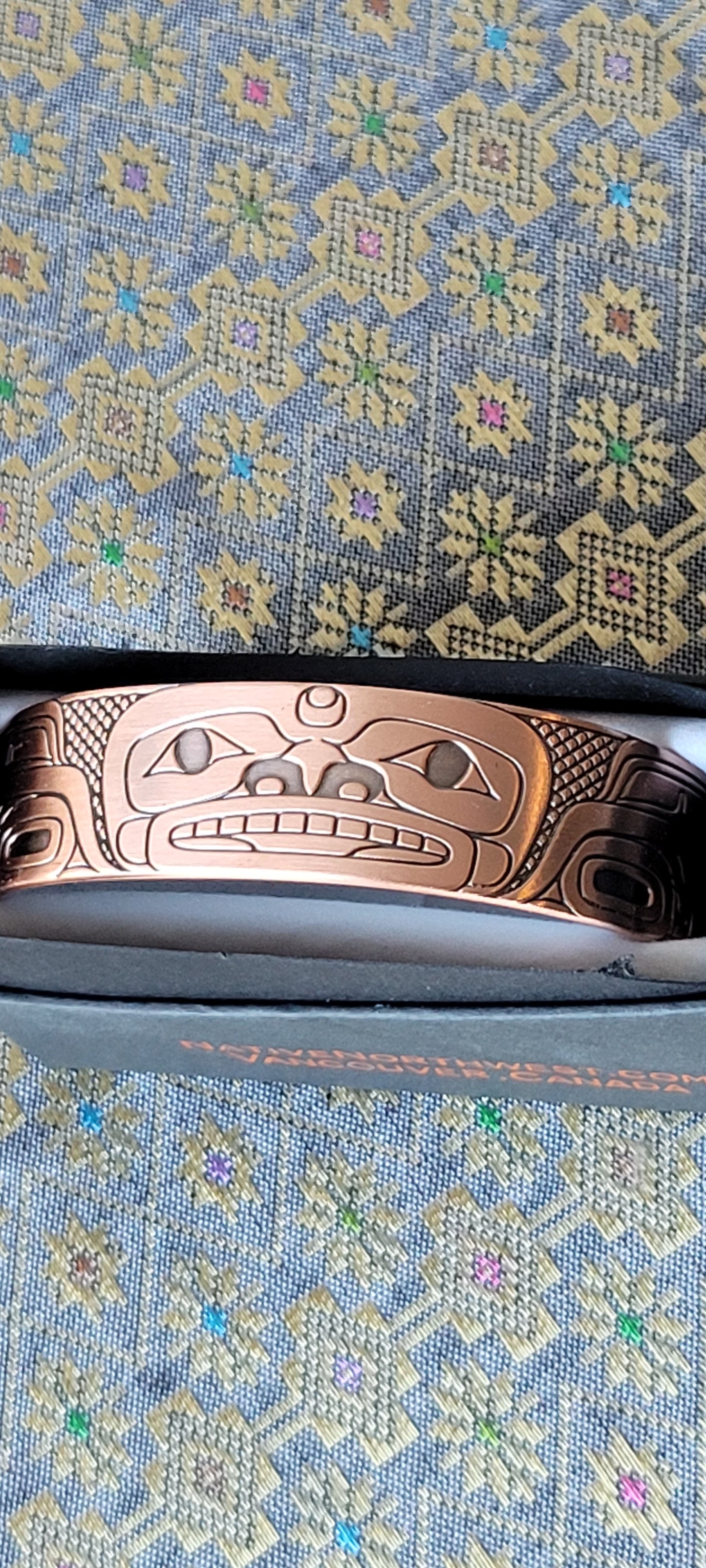 Whale Copper Cuff Bracelet by Gordon White, Haida
