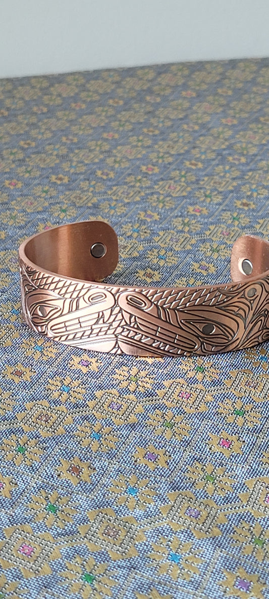 Wolves Copper Cuff Bracelet by Andrew Williams, Haida