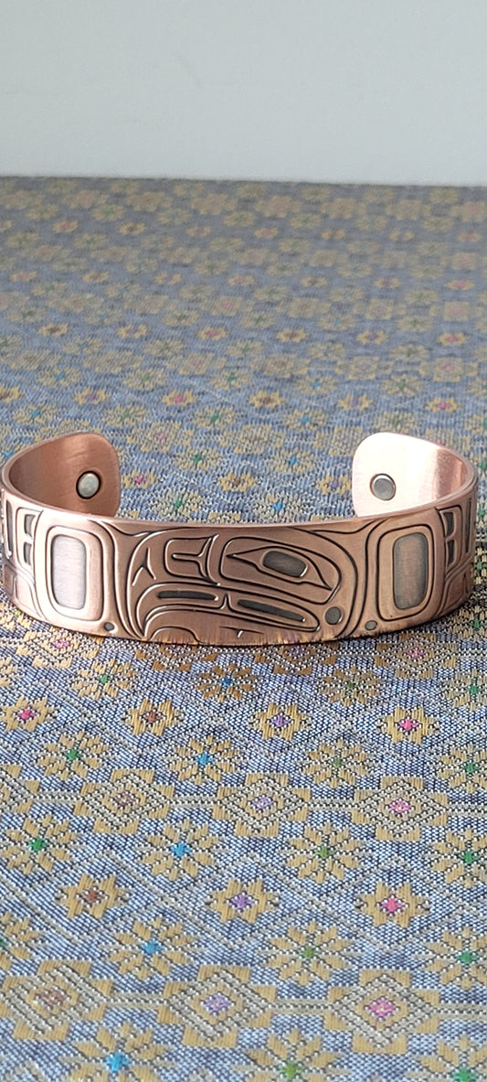 Eagle Copper Cuff Bracelet by Gordon White, Haida
