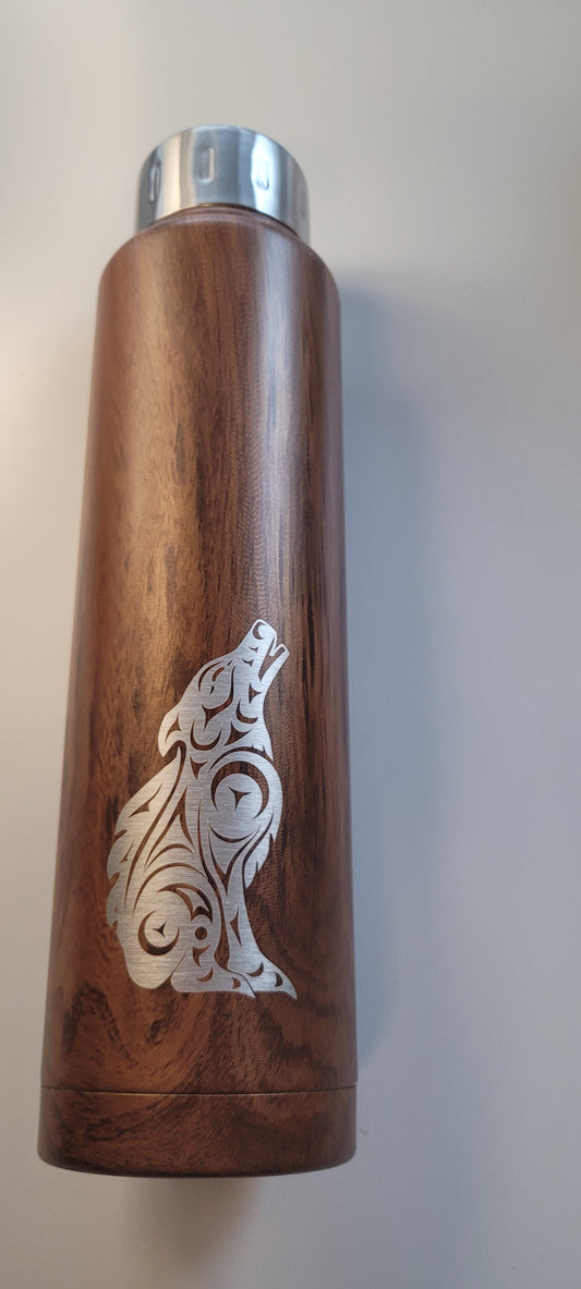 Wolf 15 oz. Totem Insulated Bottle by Coast Salish Artist Darrell Thorne