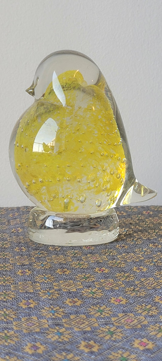 80s Altaglass Art Glass Yellow Chickadee