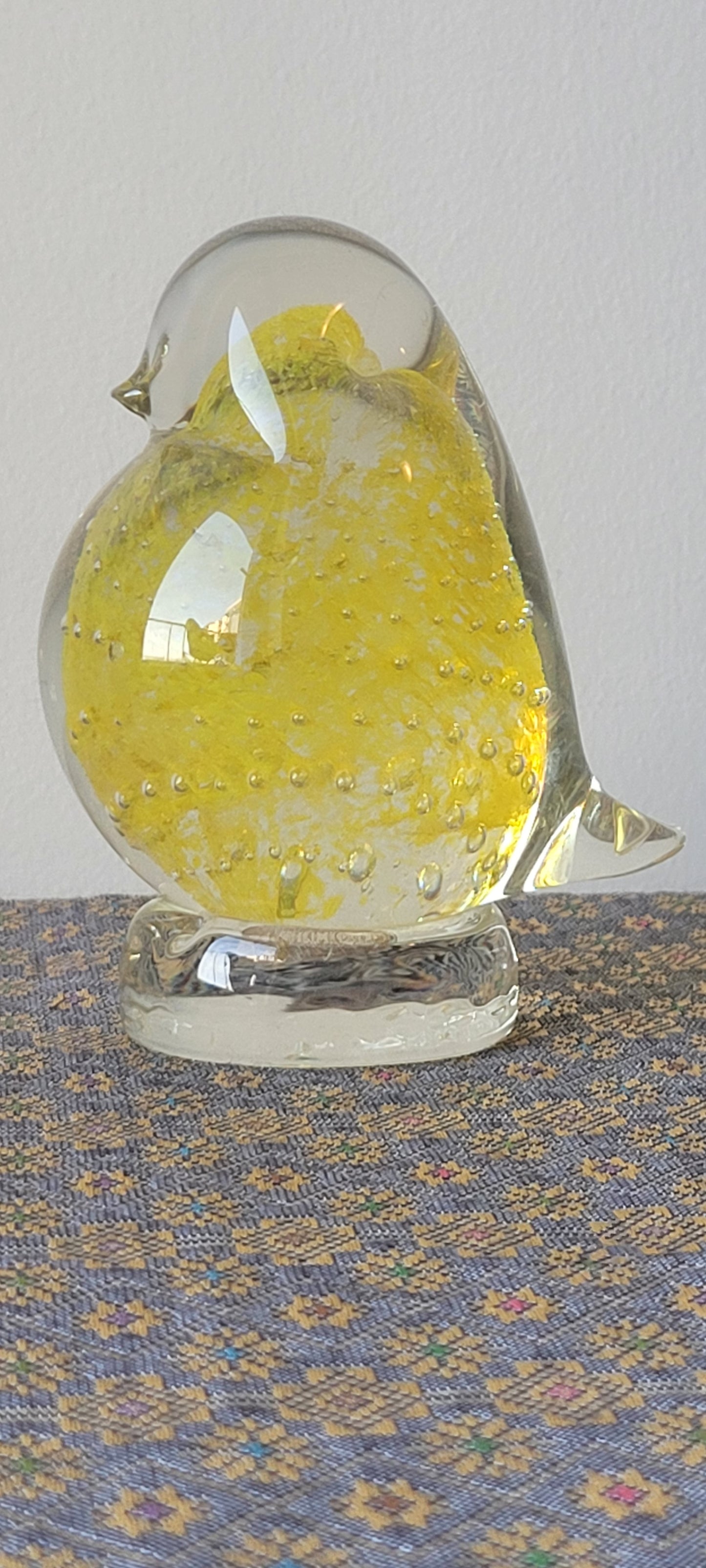 80s Altaglass Art Glass Yellow Chickadee