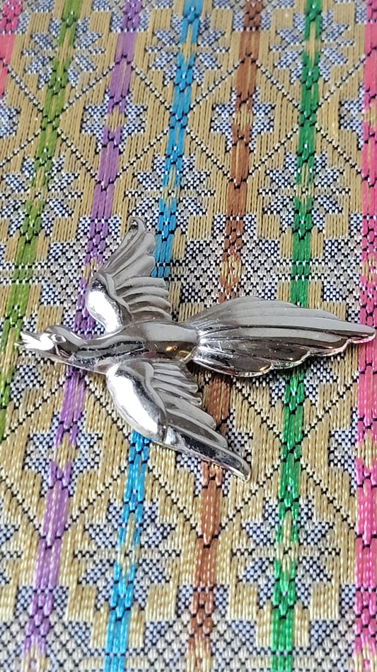 Midcentury Coro Sterling Silver Bird in Flight Brooch