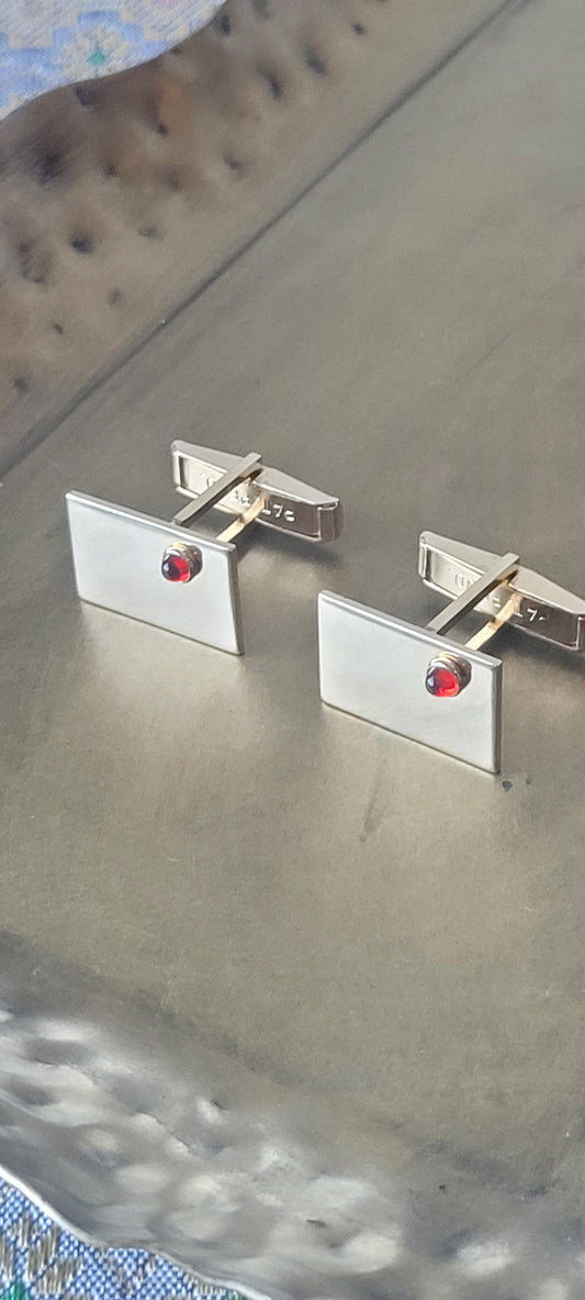 Red Glass Gold Plated Cufflinks